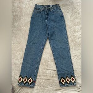 Calvin Klein Blue Jeans with Geometric Embroidery